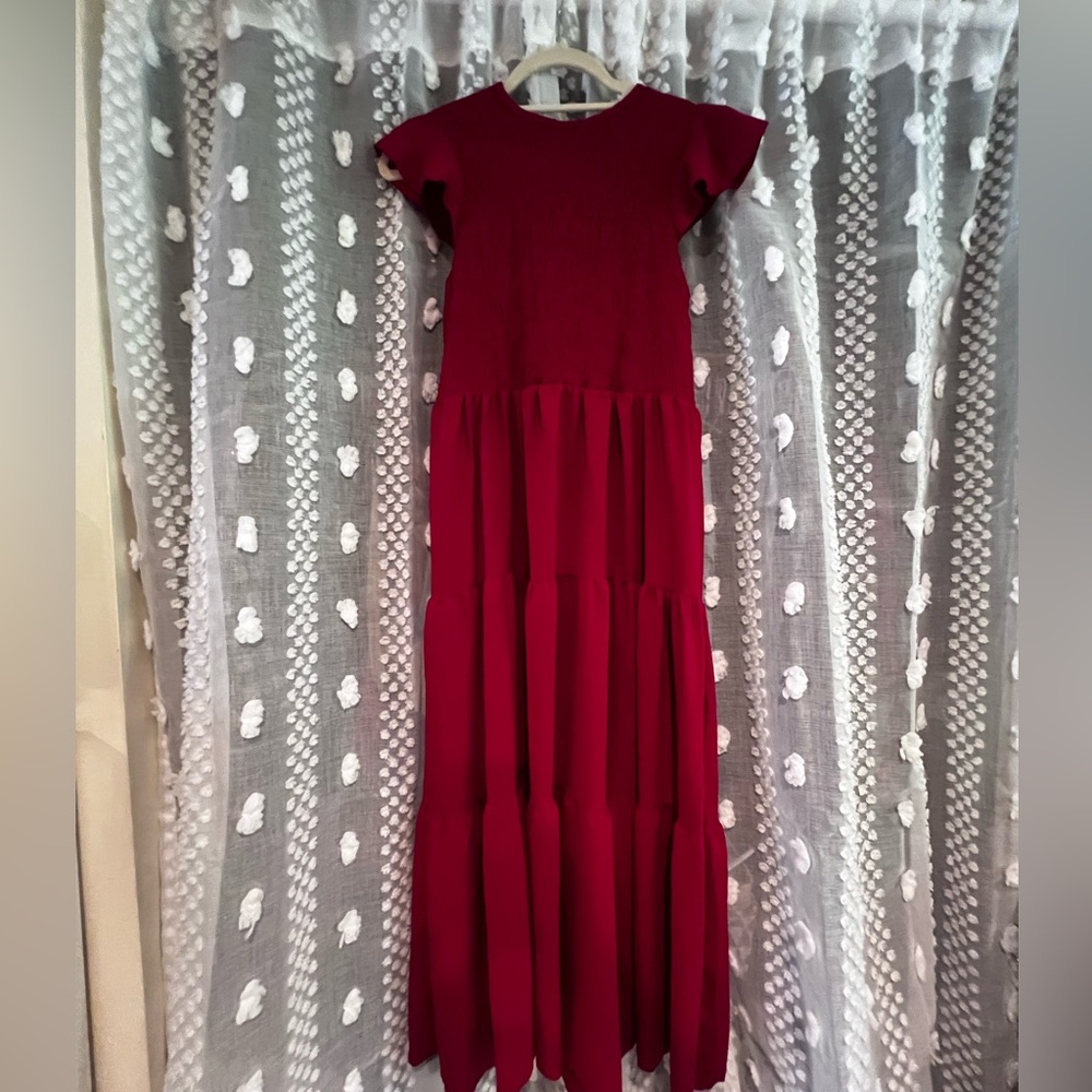 Medium Red Boho Flowy Flutter Dress